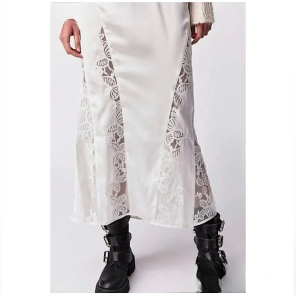 Free People White Lace Midi Skirt - Picture 1 of 8